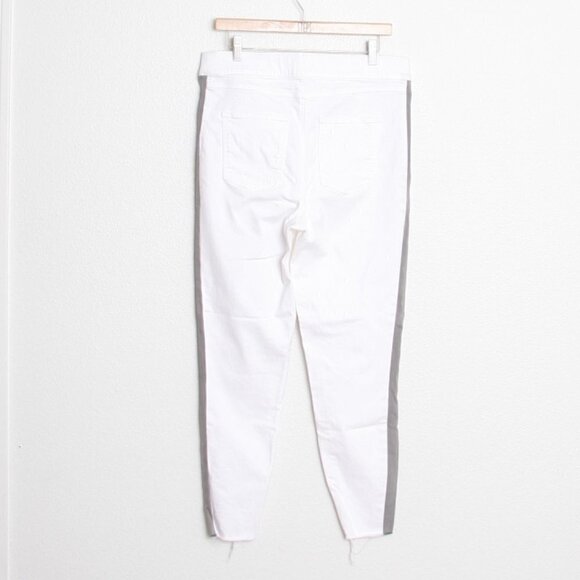 Spanx Distressed Skinny Jeans White With Side Stripe Raw Hem High Rise XL - Picture 5 of 8